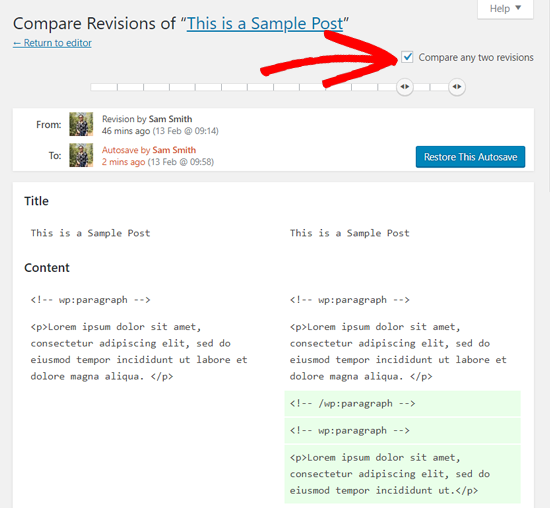 Compare any two revisions