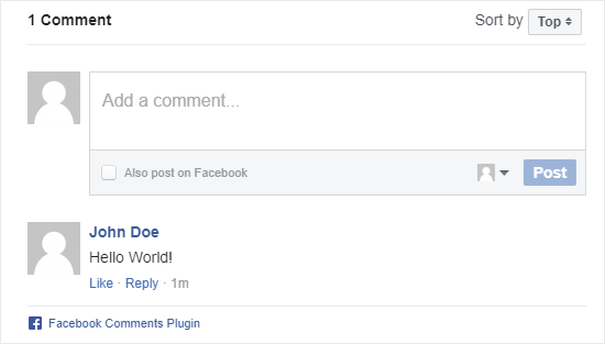 Facebook comment system in action