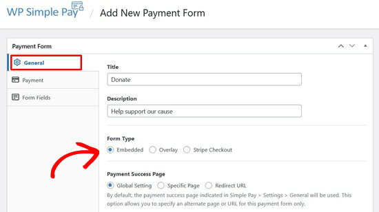 Add form title and choose form type 