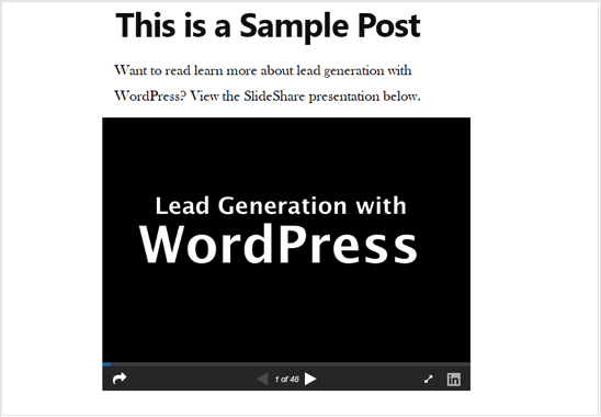 SlideShare Presentation Added in WordPress - Preview SlideShare Presentation Added in WordPress - Preview