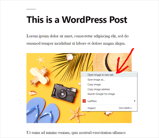 Открыть изображение WordPress в новой вкладке