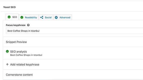 Generate focus key phrase from a page book