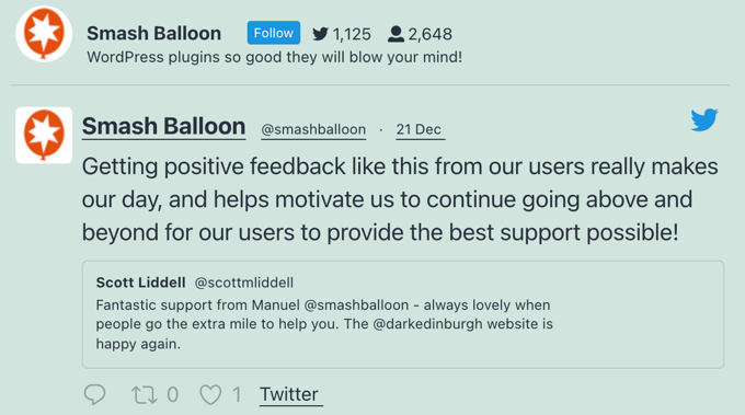 Отзывы клиентов Smash Balloon Twitter