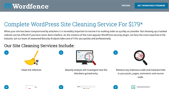 Wordfence site temizleme servisi