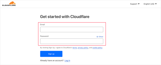 Create Cloudflare account