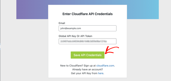Save Cloudflare API Credentials in WordPress