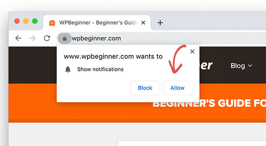 Consenti notifiche push da WPBeginner