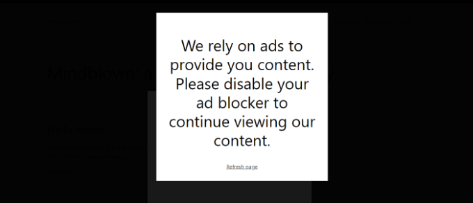 Disable AdBlock message