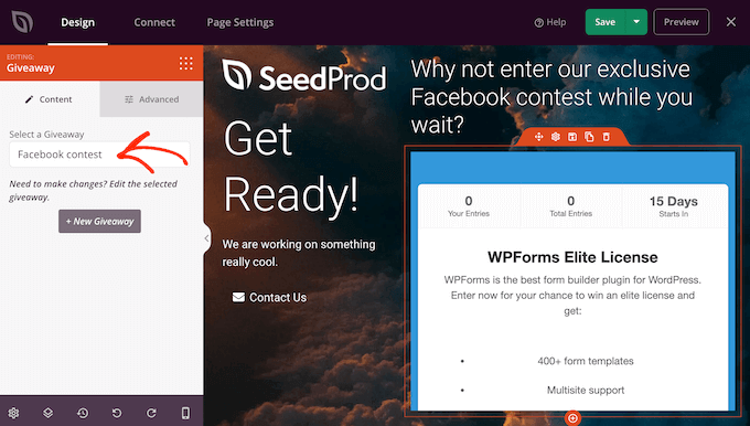 How to create a giveaway landing page using SeedProd