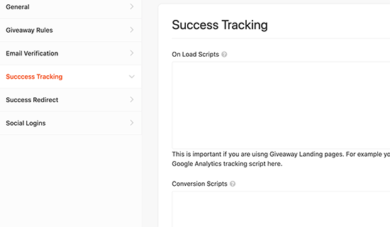 Success tracking