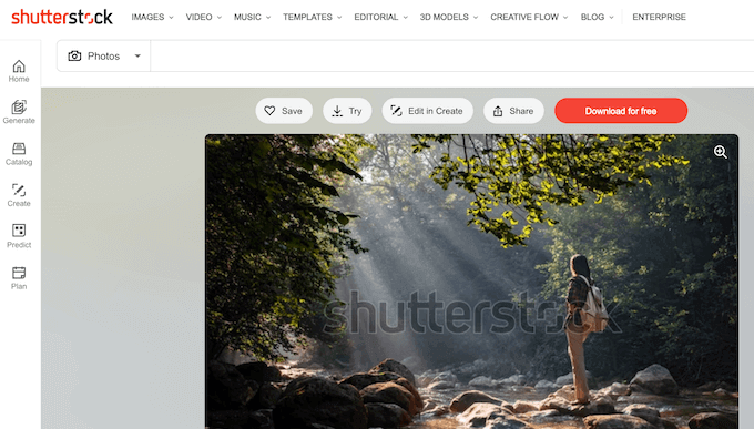 An example of a stock photography website with watermarks