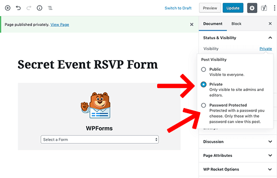 WordPress Page Visibility Settings