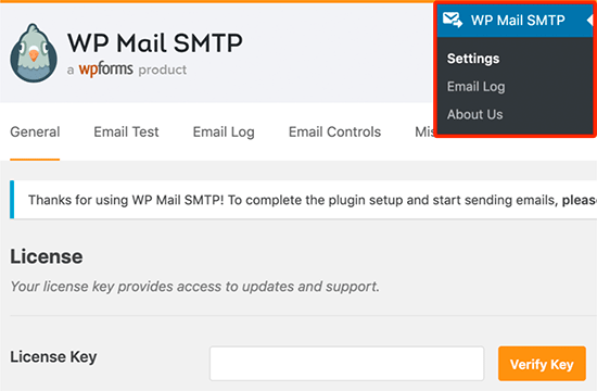 Chiave di licenza SMTP di WP Mail