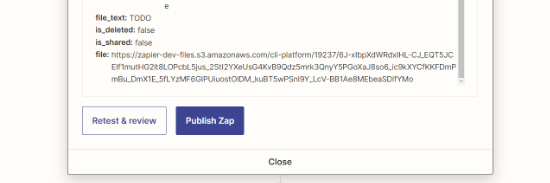 Click publish zap button