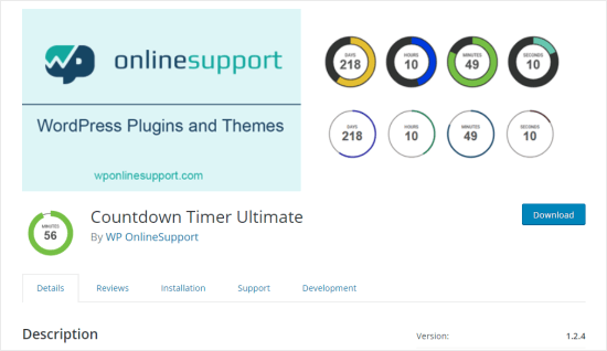 Страница плагина Countdown Timer Ultimate WordPress