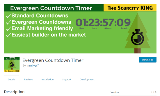The Evergreen Countdown Timer plugin
