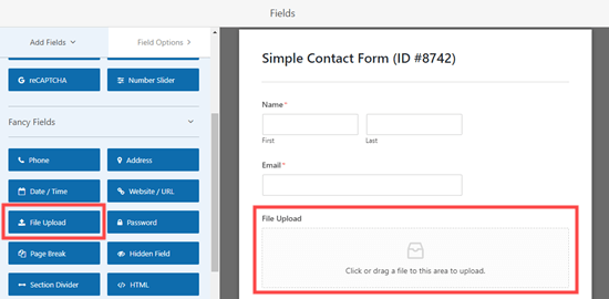 Adding a File Upload field to the form