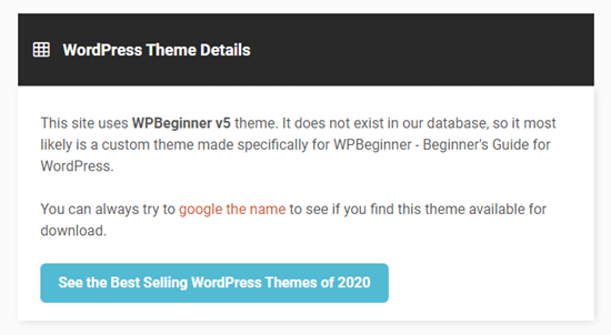 IsItWP will give the name of a custom or child theme