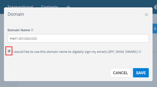Sendinblue Add Domain Checkbox