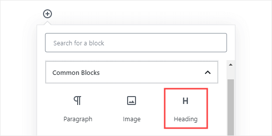 Gutenberg Add Heading Block