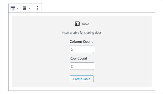 Table Column Row Count