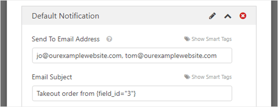 Change the email subject line for your notification