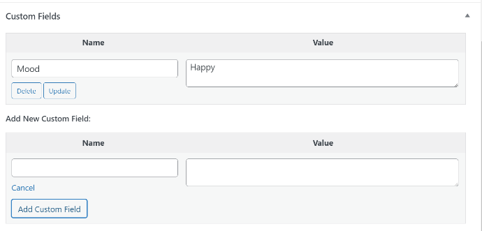 View newly created custom field