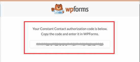 Codice di autorizzazione WPForm