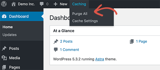 Clear cache in Bluehost