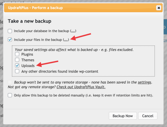 New backup settings