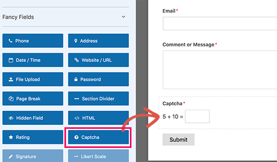 Campo captcha personalizzato