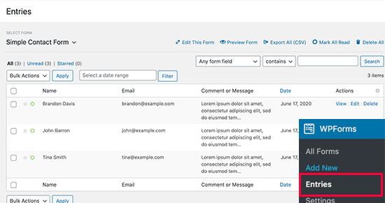 Formentries