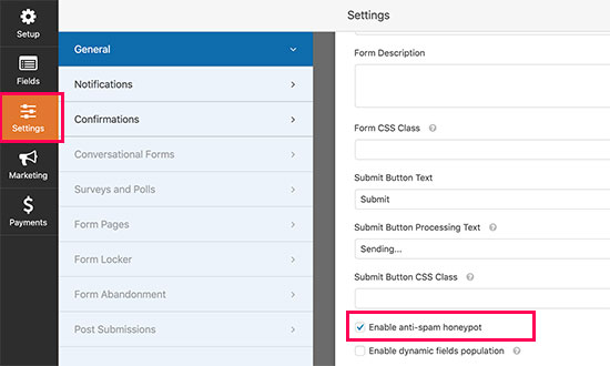 Honeypot anti-spam technique enabled by default