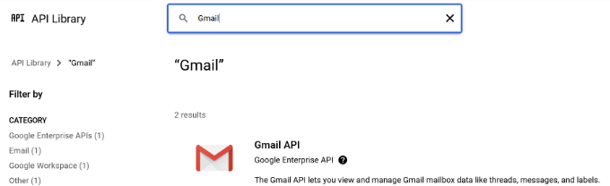 Select Gmail API