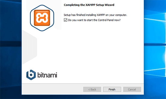 Finish set up and launch XAMPP control panel