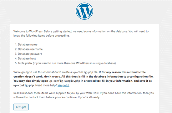 WordPress installation requirements