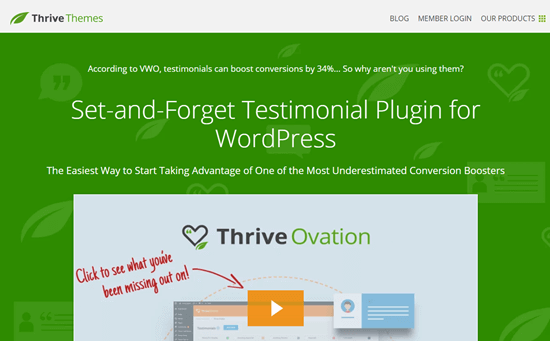 Il sito web Thrive Ovation