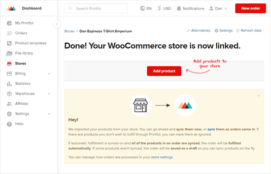 Woocommerce Store Now Linked