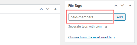 Assegnare un tag al file in MemberPress