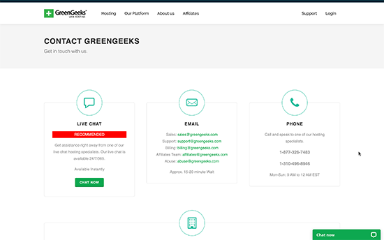 GreenGeeks customer support