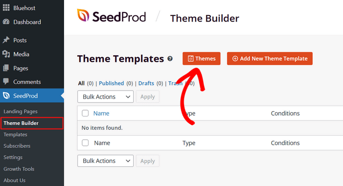Click on Theme Builder from the WordPress dashboard