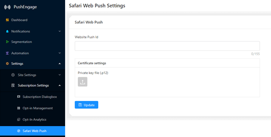 Setting up web push notifications in Safari