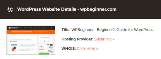 Инструмент детектора тем указывает Sucuri в качестве хостера для WPBeginner
