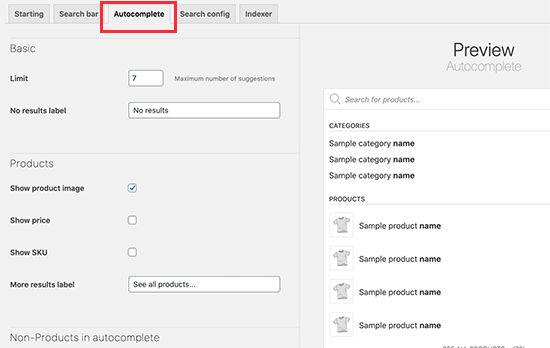 Configure Ajax search appearance and behavior