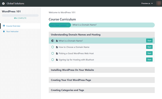 Memberpress Course Curriculum Preview