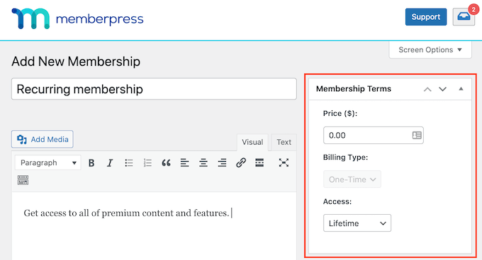 Редактирование условий членства в MemberPress