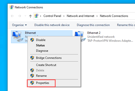 Network Connection Properties