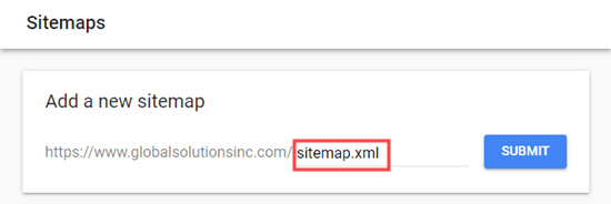 Inserendo l'URL della tua mappa del sito in Google Search Console