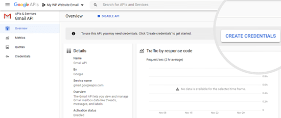 Creating your credentials for your Google API