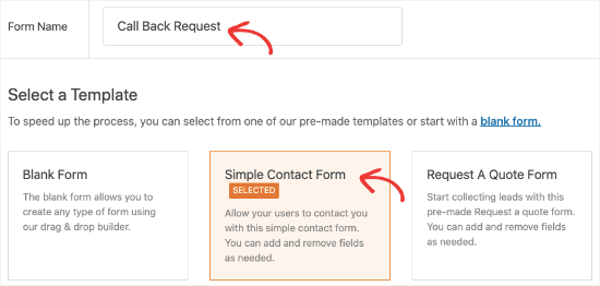 Create new form in WPForms